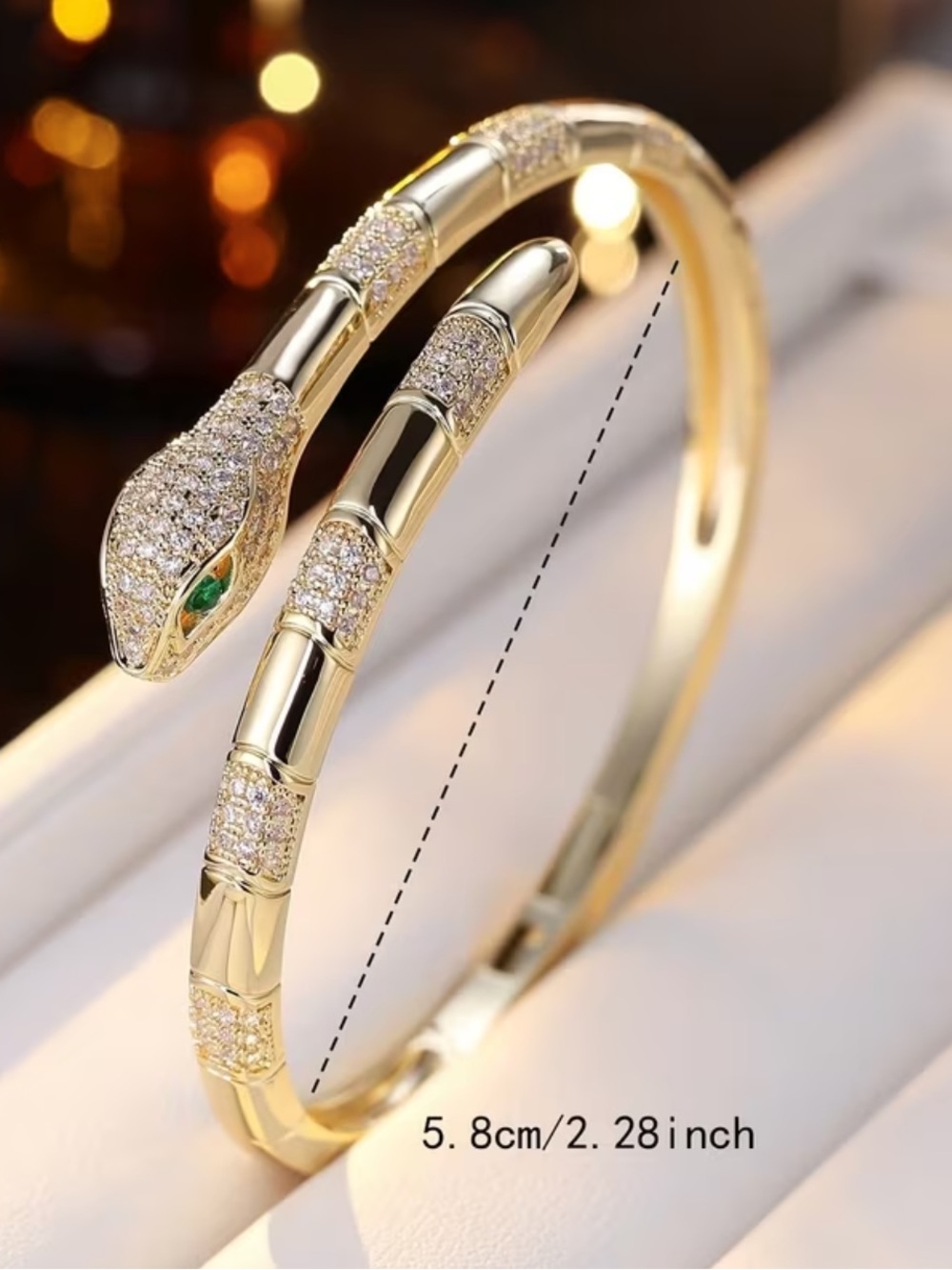 NEW! Gold Snake Head Crystal Bangle Bracelet 🐍 B2-113 - Picture 3 of 3